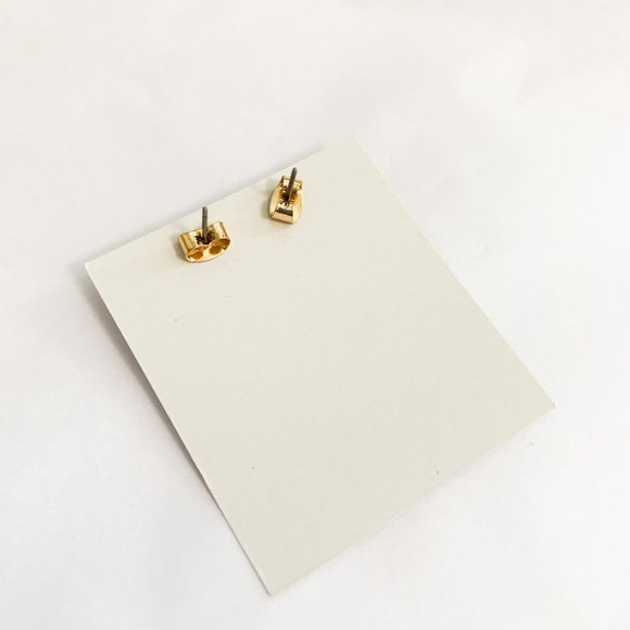 Mini green jewel drop earrings gold studs - Picture 2 of 3